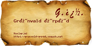 Grünvald Árpád névjegykártya